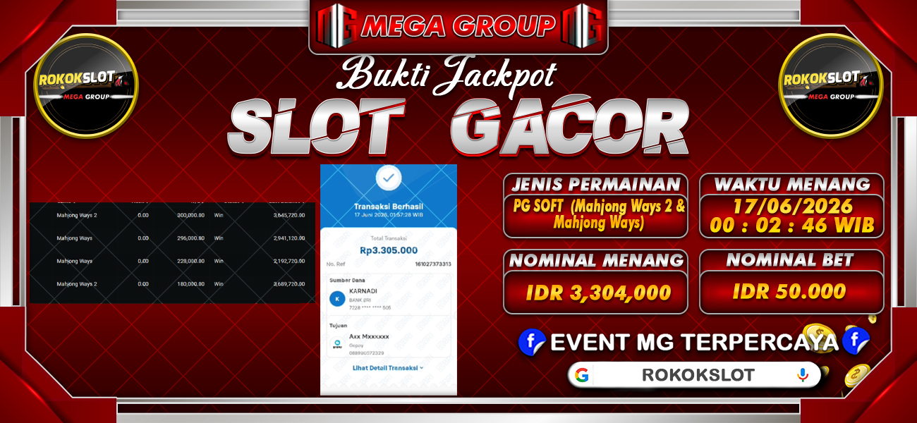 Bukti JP situs Rokokslot hari Rabu, 17 Juni 2026